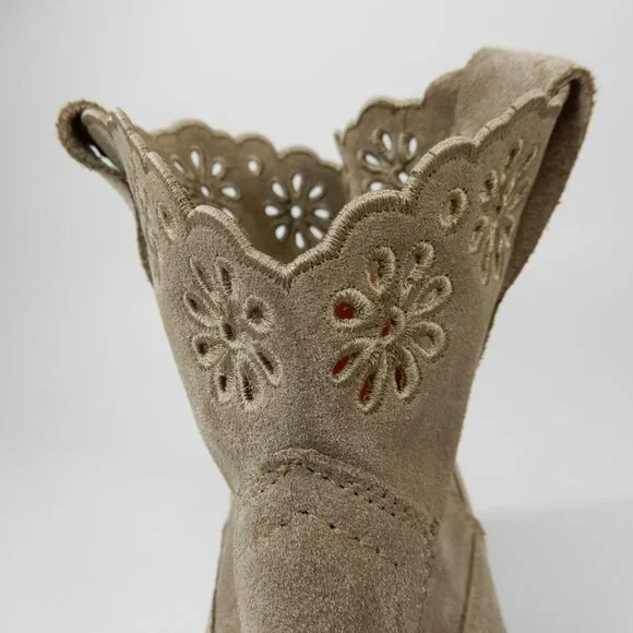 PENELOPE CHILVERS Calie Broderie Suede Cowboy Boots Bootie 36 5 Sand NEW $375 - Picture 12 of 14